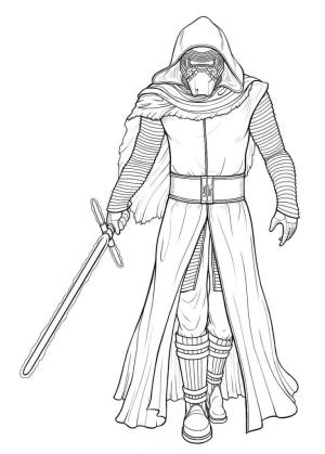 Kylo Ren boyama sayfası,  coloring page, Kylo Ren Işın Kılıcıyla, 