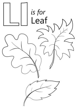 L Harfi boyama sayfası,  coloring page, Yaprak Harf L, 