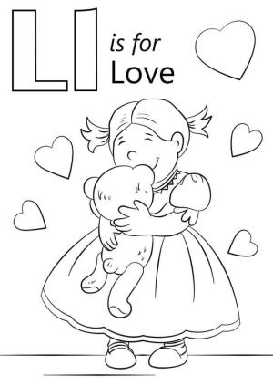 L Harfi boyama sayfası,  coloring page, Aşk Mektubu L, 