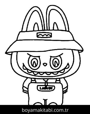 Labubu boyama sayfası – çizgi film temalı, basit çizim
