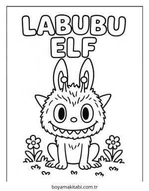 Labubu boyama sayfası – çizgi film temalı, basit çizim