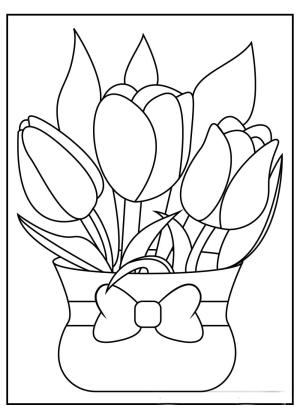 Lale boyama sayfası,  coloring page, Sepetteki Laleler, 