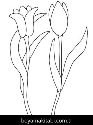 Lale boyama sayfası – basit çizim, kolay boyama