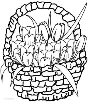 Lale boyama sayfası,  coloring page, Sevimli Lale Buketi, 