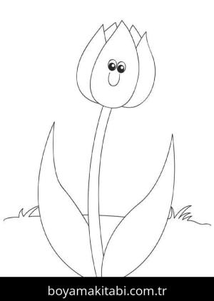 Lale boyama sayfası – sevimli karakter, sanatsal çalışma