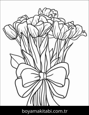 Lale boyama sayfası – sevimli karakter, sanatsal çalışma