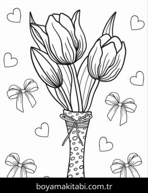 Lale boyama sayfası – kolay boyama, eğitici aktivite