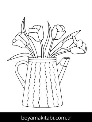 Lale boyama sayfası – basit çizim, kolay boyama