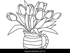 Lale boyama sayfası – basit çizim, kolay boyama
