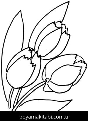 Lale boyama sayfası – çizgi film temalı, basit çizim
