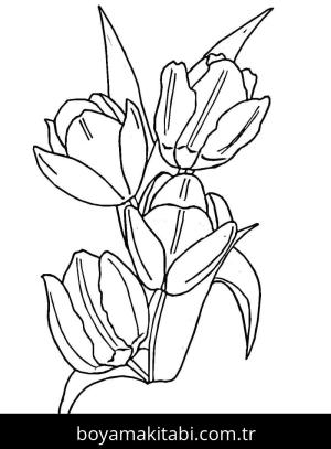 Lale boyama sayfası – çizgi film temalı, basit çizim
