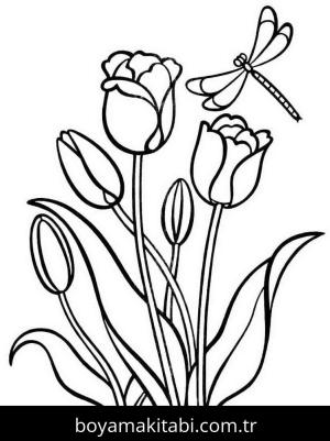 Lale boyama sayfası – çocuk aktivitesi, PDF indir