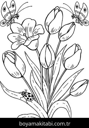 Lale boyama sayfası – çocuklar için, çizgi film temalı