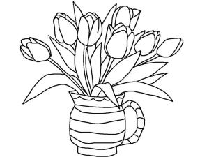 Lale boyama sayfası,  coloring page, Lale Vazo, 