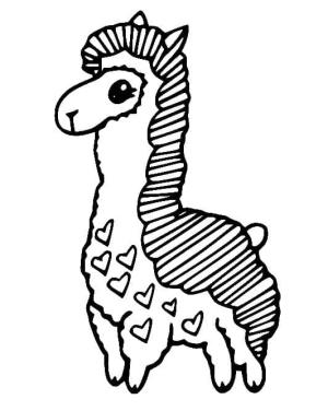 Lama boyama sayfası,  coloring page, Kalpli Lama, 