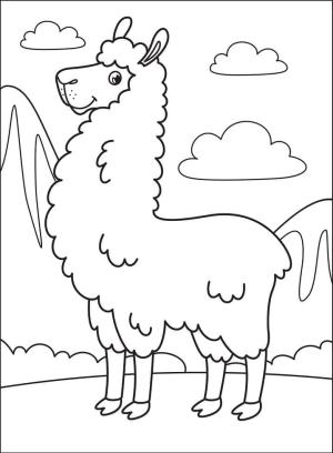 Lama boyama sayfası,  coloring page, Mutlu Lama, 