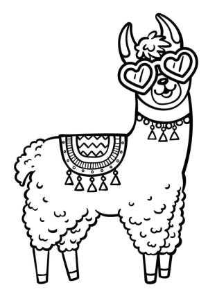 Lama boyama sayfası,  coloring page, Güzel Lama, 