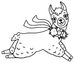 Lama boyama sayfası,  coloring page, Süslü Lama, 