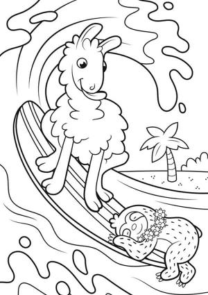 Lama boyama sayfası,  coloring page, Lama ve Tembellik, 