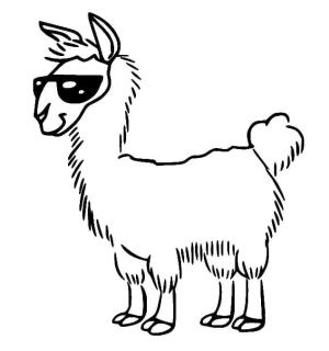 Lama boyama sayfası,  coloring page, Güneş Gözlüklü Lama, 