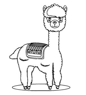 Lama boyama sayfası,  coloring page, Sevimli Çizgi Lama, 