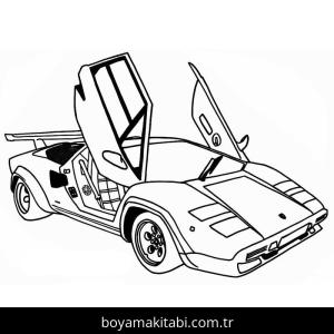 Lamborghini boyama sayfası – PDF indir, sevimli karakter