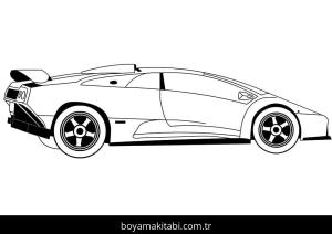 Lamborghini boyama sayfası – sevimli karakter, sanatsal çalışma
