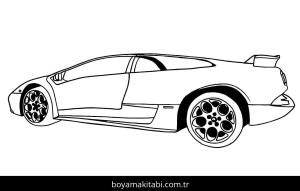 Lamborghini boyama sayfası – çizgi film temalı, basit çizim
