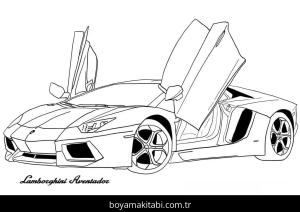 Lamborghini boyama sayfası – basit çizim, kolay boyama
