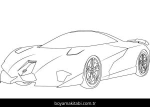 Lamborghini boyama sayfası – PDF indir, sevimli karakter