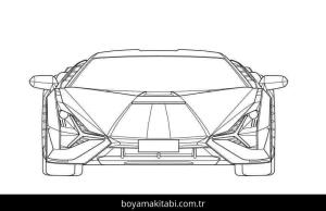 Lamborghini boyama sayfası – çocuk aktivitesi, PDF indir