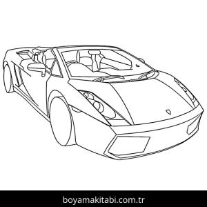 Lamborghini boyama sayfası – basit çizim, kolay boyama