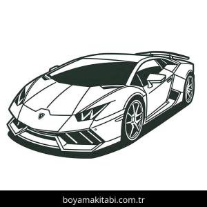 Lamborghini boyama sayfası – sevimli karakter, sanatsal çalışma