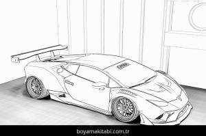 Lamborghini boyama sayfası – çocuklar için, çizgi film temalı