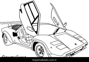 Lamborghini boyama sayfası – renkli çizimler, okul öncesi