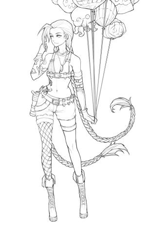 League Of Legends boyama sayfası,  coloring page, Jinx Balonlu, 