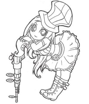 League Of Legends boyama sayfası,  coloring page, Chibi Caitlyn, 