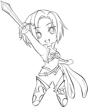 League Of Legends boyama sayfası,  coloring page, Chibi Fiora, 