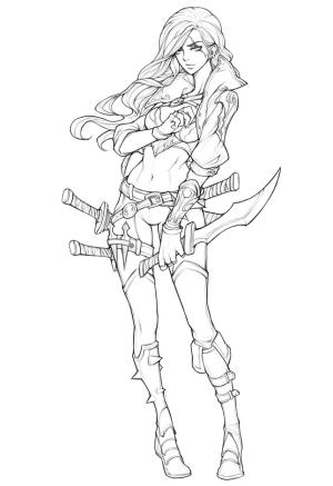 League Of Legends boyama sayfası,  coloring page, Paralı Katarina, 