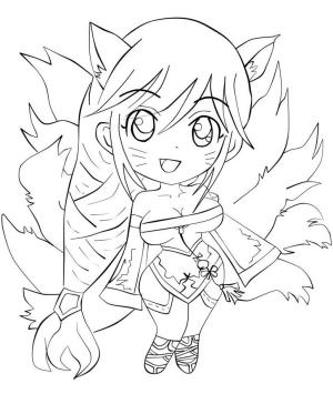 League Of Legends boyama sayfası,  coloring page, Chibi Ahri, 