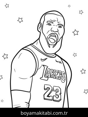 LeBron James boyama sayfası – çizgi film temalı, basit çizim