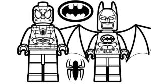 Lego boyama sayfası,  coloring page, Lego Örümcek Adam ve Lego Batman, 