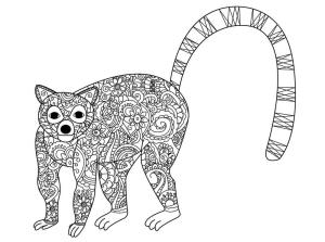 Lemur boyama sayfası, Lemur coloring page, Lemur Mandala, 