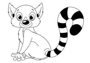 Lemur boyama sayfası, Lemur coloring page, Oturan Lemur, 