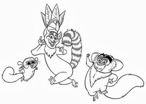 Lemur boyama sayfası, Lemur coloring page, Üç Çizgi Film Lemur, 