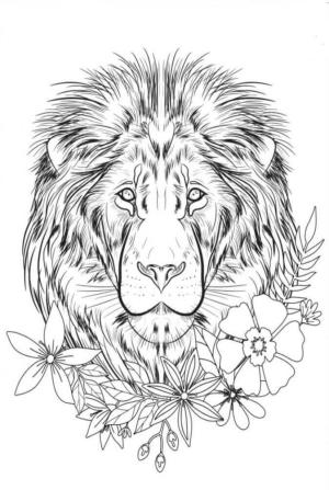 León boyama sayfası,  coloring page, Aslanlar Ve Çiçekler, 