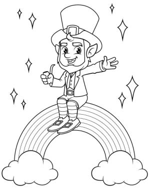 Leprikon boyama sayfası,  coloring page, Leprikon Gökkuşağının Üzerinde Oturuyor’u çizin, 