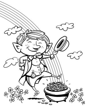 Leprikon boyama sayfası,  coloring page, Mutlu Leprikon Dans Ediyor’u çizin, 