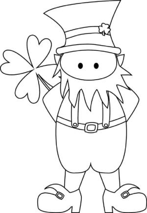 Leprikon boyama sayfası,  coloring page, Yonca tutan sevimli Leprikon çizin, 