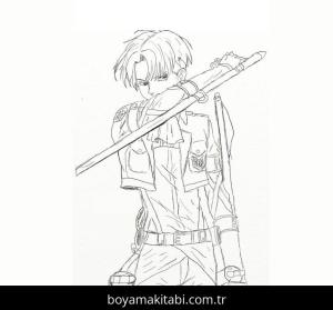 Levi Ackerman boyama sayfası – eğitici aktivite, yaratıcılık